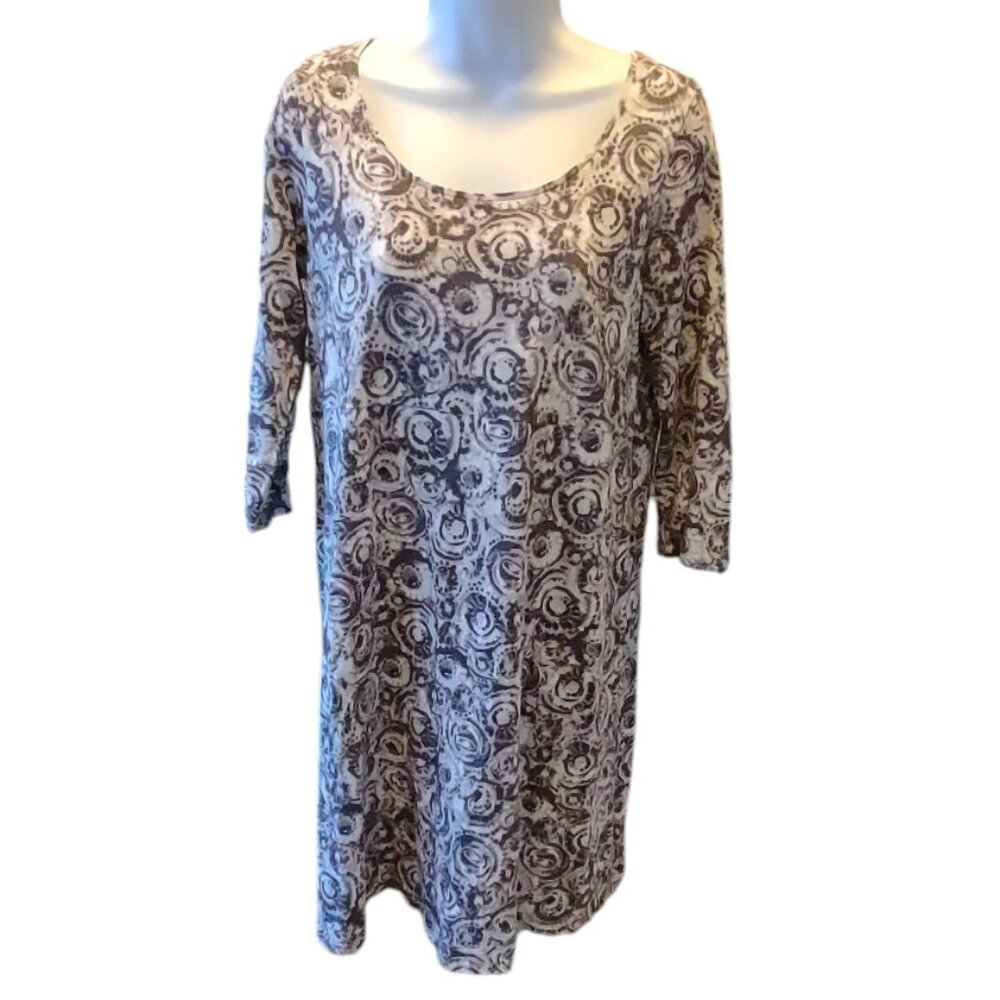 J Jill Pure Jill grey and white design scoop neck dress Size S Petite
